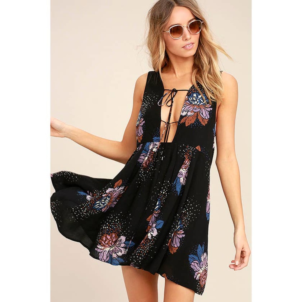 Free People Lovely Day Floral Tunic Swing Dress-S